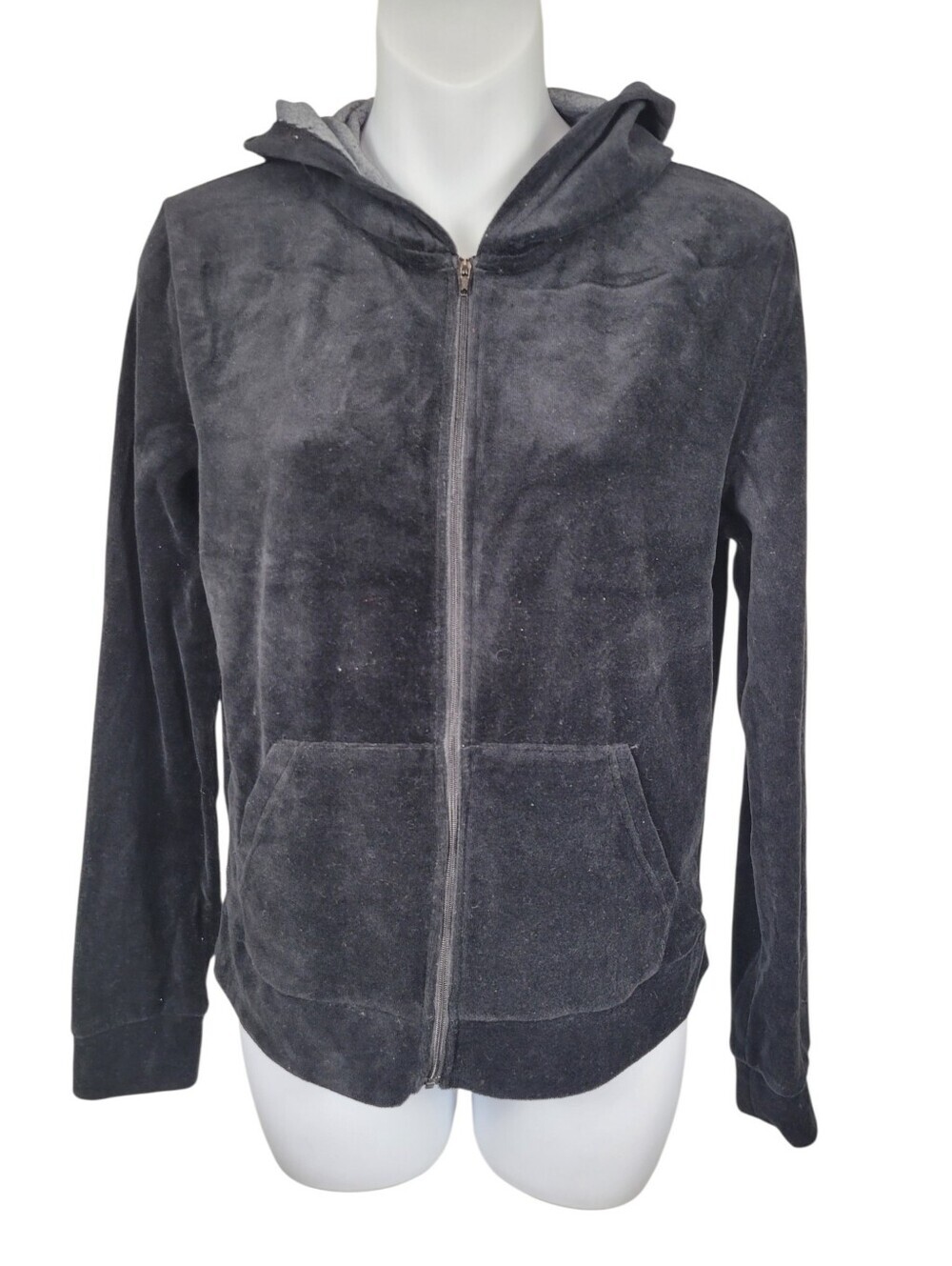 2/$20 Rue 21 Black Velvet Zip Up Hoodie Top Size: M